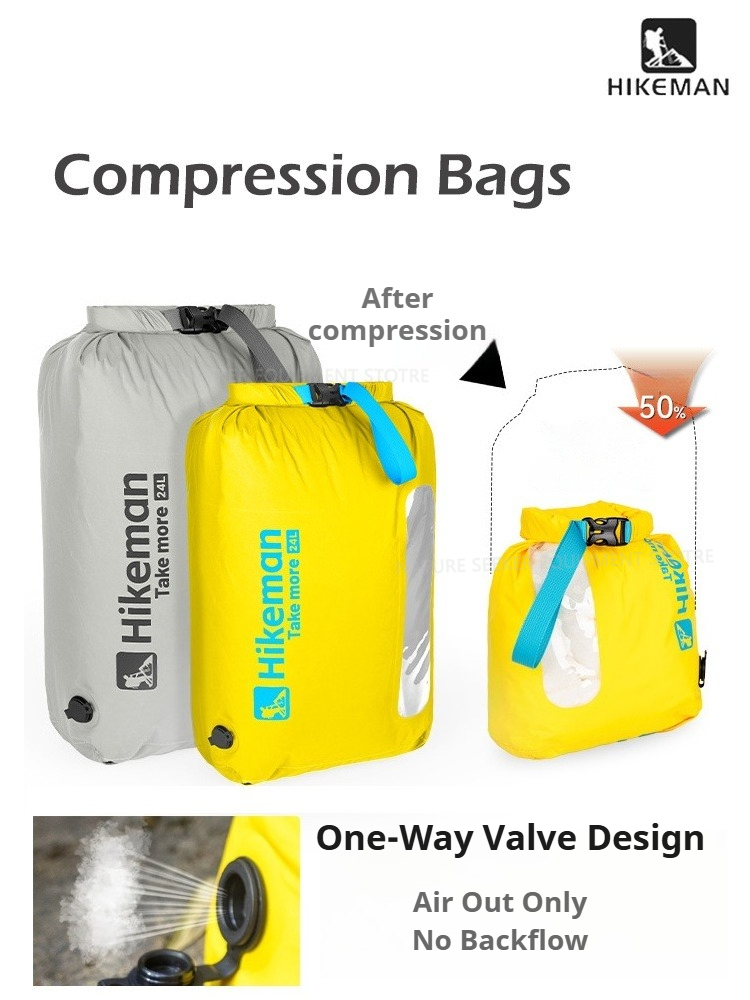 Dry Bag Roll Top - Tas Kompresi Vakum HIKEMAN dengan Katup