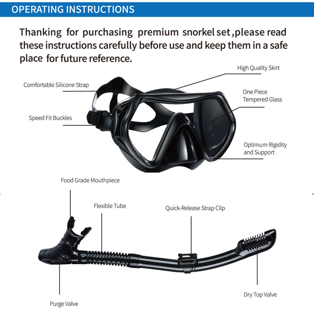 Baru Snorkel menyelam profesio - Freediving Mask Set ulasan dan harga